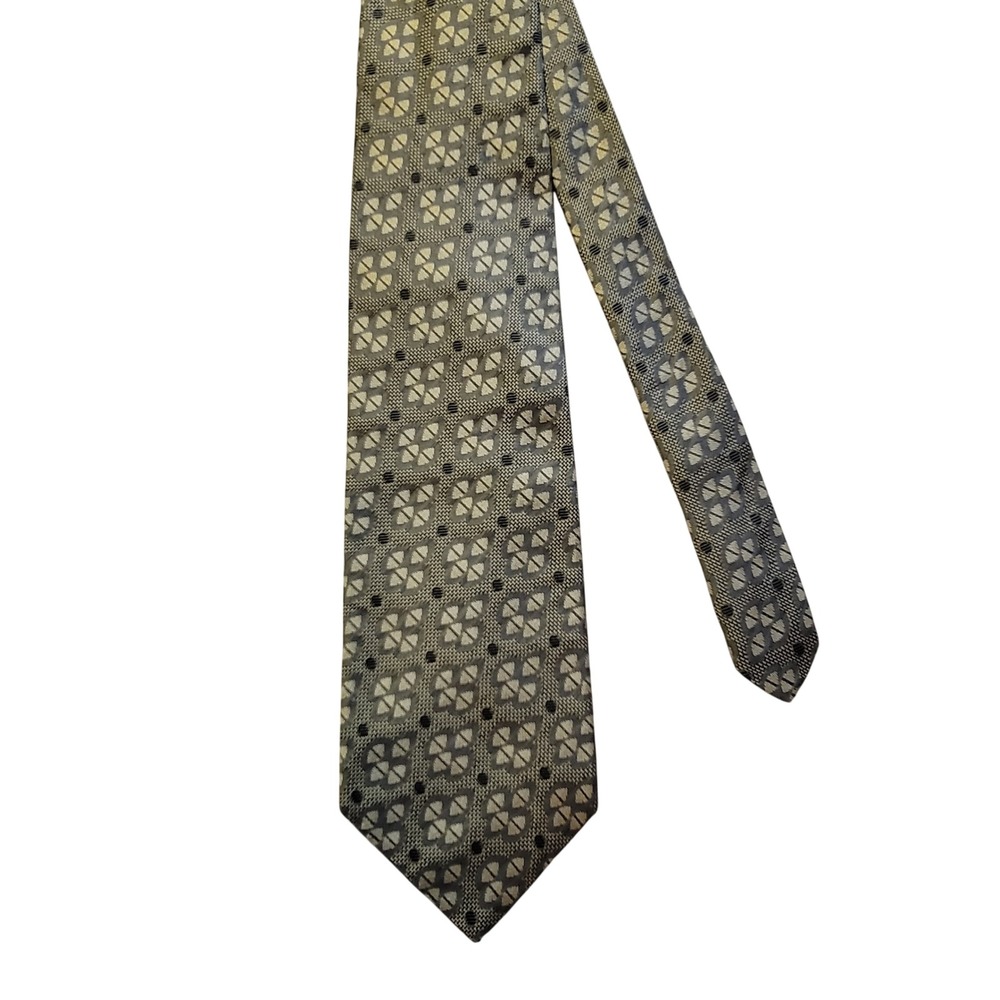 Christian Dior Monsieur Necktie Mens OS Green Gold Geometric Silk Jacquard Tie